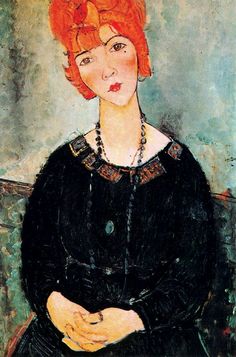 a painting of a woman with red hair