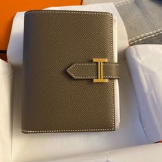 Brand New. Store Fresh. Giftable. Comes With Box And Ribbon. Also Have Receipt Blue Leather Wallet, Hermes Orange, Hermes Wallet, Brown Loafers, Togo Leather, Compact Wallet, Coin Purse Wallet, Large Wallet, Leather Coin Purse