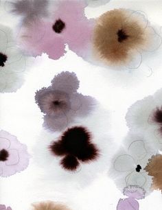 an image of flowers that are in the middle of some watercolors on paper