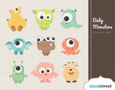 an assortment of cute monsters with big eyes