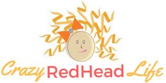 the logo for crazy redhead life with an image of a smiling face on it's head