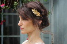 Juliette Floral Bridal Crown Greek Goddess Headband, Roman Tiara, Bridal Hair Accessory Leaf Wreath Flower Backwards has Crown Gold Flowers Bridal Hair Accessory, Crown Gold