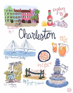 the charleston illustrated map is shown