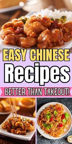 the cover of easy chinese recipes better than takeout, with pictures of different dishes