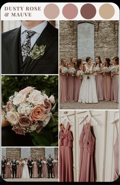 a collage of photos with different bridesmaid and grooms in formal wear