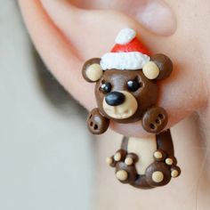 TTPAIAI 30 Polymer Clay Cute Bear Earrings For Women Girls Fashion Polymer Clay Easy, Clay Easy, Earrings Kids, Clay Bear, Kawaii Christmas, Cute Clay, Earrings Polymer Clay, Stud Jewelry