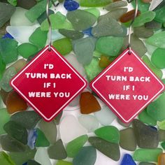 two red signs that say i'd turn back if i were you on them