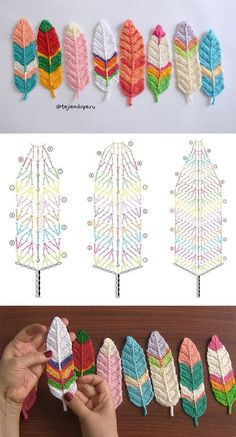 crochet patterns and instructions on how to make an origami feather tree