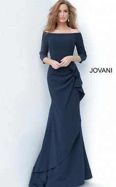 Find the Navy Jovani 00446 Off Shoulder Ruched Long Gown at The Dress Outlet. Free shipping! Mother Of Groom Outfits, Mog Dresses, Mother Of The Groom Dress, Mother Of Bride Dress, Mother Of Bride Outfits, Mother Of The Bride Dresses Long, Mother Of The Bride Gown, Mother Of Bride Dresses, Maxi Long Dress