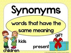 words that have the same meaning and present present for children to use in their own language