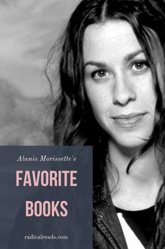 a black and white photo of a woman with the words favorite books in front of her