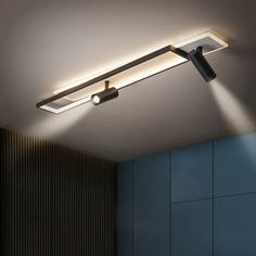 This ceiling light is made of metal and acrylic as the main material, which is hard and high temperature resistant. 
 It is made up of two rectangular panels, both partly overlapping, each with a spotlight mounted on it. 
 The stem of this lamp can be rotated and adjusted to achieve the desired lighting effect. 
 Its modern style makes it fit well into the current decoration style and can be installed in the living room, bedroom and hallway. 
 td {white-space:pre-wrap;border:1px solid #dee0e3;} Geometric Ceiling Light, Spot Plafond, Ceiling Spotlights, Fluorescent Tube, Light Bulb Types, Lamp Bulb, Types Of Houses, Fashion Lighting, Led Light Bulb