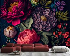 Baroque Flowers Rich Deep Colors Peonies Gift, Art Print Photomural Wallpaper Mural Easy-Install Removeable Peel and Stick Large Wall Decal Fotowalls tailored wall art products are space transformers - designed to instantly create a feeling or a look, and make your rooms as unique as you are. 📦🌎 FREE WORLDWIDE EXPRESS SHIPPING! 🌎📦 📍📐 All sizes are Width by Height 📐📍 INK ➡  We print using HP EcoLatex ink; GreenGuard Gold status with ultra-low emissions and VSC's, suitable for children's b Large Wall Decals, Transformers Design, Peony Rose, Mural Floral, Botanical Flowers, Wallpaper Paste, Floral Vintage, Deep Colors, Vintage Wallpaper