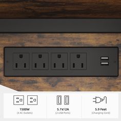 the power strip has five different outlets