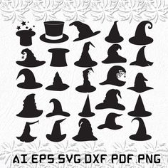 the silhouettes of witches and hats for halloween