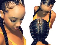 2 Feed In Braids Hairstyles, Black Ponytail, 2 Braids, Cornrow Braids, Dutch Braids, Braid Wig, Natural Braids