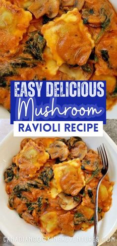 Mushroom pasta ravioli recipe with spinach Mushroom Ravioli Recipe, Spinach And Cheese Ravioli, Recipe With Spinach, Pasta Ravioli, Mushroom Ravioli, Vegetarian Pasta Recipes, Ravioli Recipe