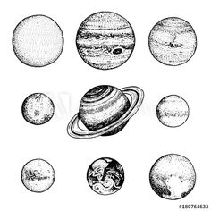 the solar system with eight planets in black and white stock photo, images and royalty