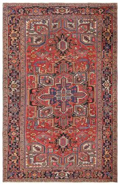 Antique Heriz Handwoven Tribal Rug Heriz Rugs, Blue Border, Colored Background, Weaving Process, Persian Rugs, Red Rug, Coordinating Colors, Blue Ivory, Red Rugs