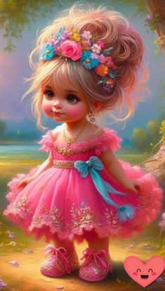 Pop Art Images, Big Eyes Art, Sweet Pic, Cute Cartoon Pictures, Girly Art Illustrations, Arte Fantasy, Beautiful Flowers Pictures, Child Doll