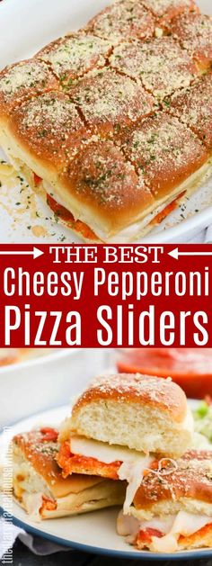 the best cheesy pepperoni pizza sliders are made with cheese and marinara sauce