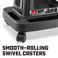 an advertisement with the words smooth rolling swive casters on it's side