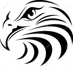 an eagle's head is shown in black and white, with the word eagle on it