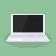 an open laptop computer on a green background