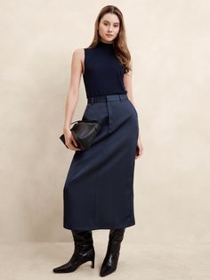 Satin Column Maxi Skirt | Banana Republic Factory Trouser Skirt, Column Skirt, Bar Fronts, Banana Republic Factory, Women's Skirts, Satin Fabric, Banana Republic, Maxi Skirt, Work Wear