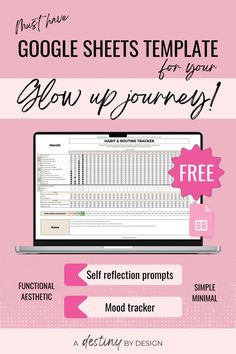 Must have google sheets template for your glow up journey (FREE) Google sheets template free | glow up inspiration Free Google Sheets Templates, Google Sheets Aesthetic, Glow Up Inspiration, Fonts Simple, Productivity Tracker, Functional Aesthetic