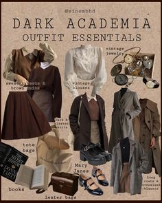 Acedamia Outfits, Dark Academia Outfit Women, Dark Academia Wardrobe, Dark Academia Aesthetic Outfit, Aesthetic Products