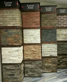 some different types of stone and brick walls