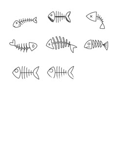 the fish are drawn in different ways to look like they're dead or dying