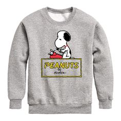 He'll love his look while wearing this boys' Peanuts Snoopy Typing Fleece. SETUP INFORMATION RegularFEATURES Crewneck Long sleevesFABRIC & CARE Solid colors: cotton; Heather colors: cotton, polyester Machine wash Imported Size: Large. Color: Med Grey. Gender: male. Age Group: kids. Peanuts Snoopy, Toddler Boy Outfits, Top Graphic Tees, Tee Shop, Pullover Sweatshirt, Toddler Outfits, Boy's Clothing, Fitness Fashion, Crew Neck Sweatshirt