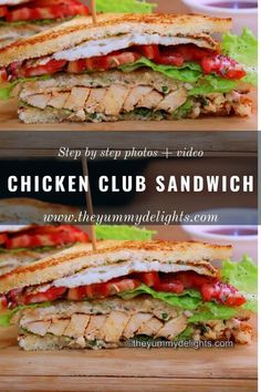 the chicken club sandwich is cut in half