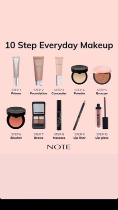 10 Step Everyday Makeup Guide✨💕🌸#makeuptutorial #makeupoftheday #makeupideas #makeuphacks #fashion Simple Meakup Steps, Basic Makeup Needs, Basic Makeup Steps, Step Make Up, Daily Make Up Routine, Make Up For Beginners Step By Step, How To Do Basic Makeup Step By Step, Basic Makeup Step By Step, Simple Makeup Steps