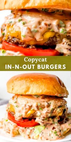 two pictures with the words copycat in - n - out burgers on them