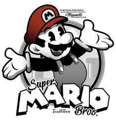 the logo for super mario bros, which is featured in an animated cartoon character's video game