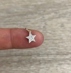 Pave Diamond Star Charm ◇ 1 piece ◇ Size: 7.5 mm ◇ Diamonds ◇ 14k Gold Dazzling White Star-shaped Jewelry, 14k Gold Star Charm Jewelry, 14k Gold Star-shaped Diamond Cut Jewelry, 14k White Gold Star-shaped Jewelry, White Gold Star-shaped 14k Gold Jewelry, Tiny Star-shaped 14k Gold Jewelry, 14k Gold Star Jewelry, White Star-shaped 14k Gold Jewelry, Vintage Star