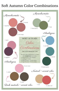 Soft Autumn Color Palette Black Women, Soft Autumn Color Wardrobe, Color Combinations For Soft Autumn, Mellow Autumn Style, Soft Autumn Outfits Plus Size, Soft Autumn Monochromatic, Autumn Summer Color Palette, Muted Soft Autumn Color Palette, Soft Autumn Colour Analysis