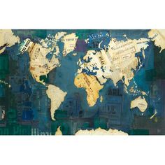 the world map is made up of old newspapers