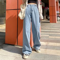 Woman Jeans High Waist Clothes Wide Leg Denim Clothing Blue Streetwear Vintage Quality 2020 Fashion Harajuku Straight Pants Mode Harajuku, Celana Fashion, Mama Jeans, Moda Denim, Woman Jeans, Denim Outfits, Womens Fashion Jeans, Jeans High Waist, Denim Clothing