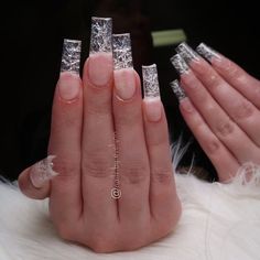 Ice Christmas Nails, Frosty Acrylic Nails, Ice Cycle Nails, Icicle French Tip Nails, Ice Sickle Nails, Icey Nails Designs, Iceicals Nails, Winter Icy Nails, Ice Nails Ideas