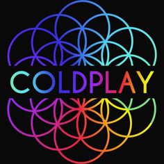 the logo for coldplay is shown in rainbow colors