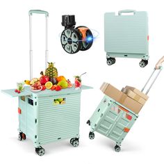 an image of a cart with food on it and other items in the cart to move