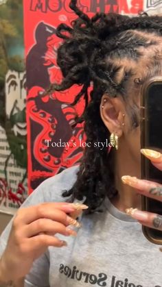 Styles On Starter Locs, Simple Locs Styles, Cool Loc Hairstyles, Retwist Locs Style Black Women Short, Hairstyles Over Locs With Weave, Multi Color Locs, Hairstyles To Do With Locs, Loc Hairstyles For Women Shoulder Length, Retwist Locs Style Short