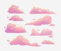 some pink clouds in the sky on a white background