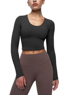 PRICES MAY VARY. Cream Collection Top: Crop tops are made from soft fabric that feels cream smooth on your skin. They are lightweight, breathable, quick-drying, moisture-wicking and resistant to sweat stains brings you the best sports experience. Removable Padding Bra: Yoga crop tops for women feature an inner removable cups with hidden small opening on both sides, easy to clean and adjust. The pad cups provide support and shock protection. U Neck Design: Athletic shirts tops cut with flattering Fitted Long Sleeve Workout Top, Sides Easy, Long Sleeve Workout Top, Yoga Tees, Sweat Stains, Workout Crop Top, Athletic Top, Top Crop, Womens Long Sleeve Shirts