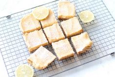 there are lemon squares on the cooling rack