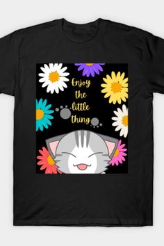 Animation fashion clothes Black T-shirt With Cat Print For Summer, Spring Cotton T-shirt With Cat Design, Spring Cat Print Crew Neck T-shirt, Cheap Playful T-shirt With Cat Design, Cheap Black T-shirt With Cat Print, Fashion Clothes, Mochi, Animation Art